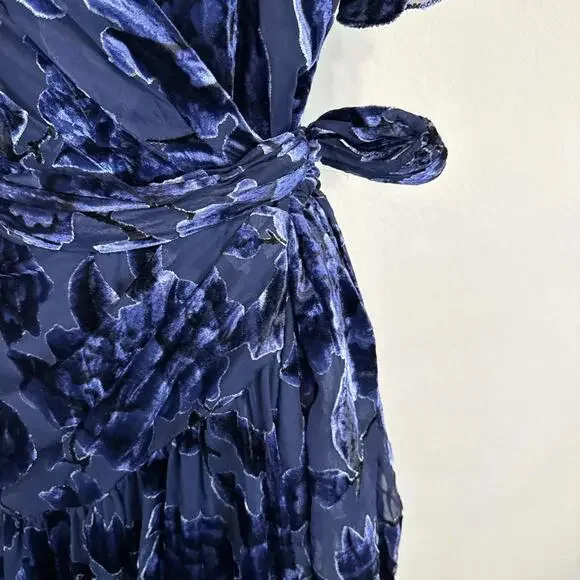 Anthropologie Hutch Short Sleeve Velvet Burnout Wrap Floral Maxi Dress ZOLA - XL - Picture 7 of 15